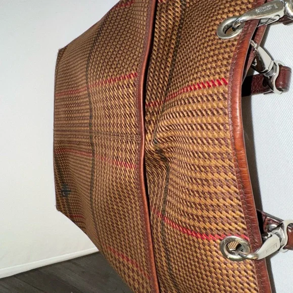 Vintage Lauren by Ralph Lauren Brown Plaid Tote Bag - Picture 12 of 16